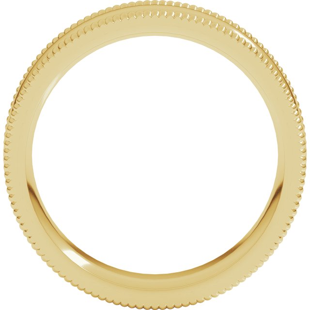 14k Yellow 6 Mm Extra Large Milgrain Comfort-fit Half Round Band Size 9