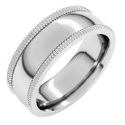 14K White 7 mm Extra Large Milgrain Comfort Fit  Band  Size 8.5