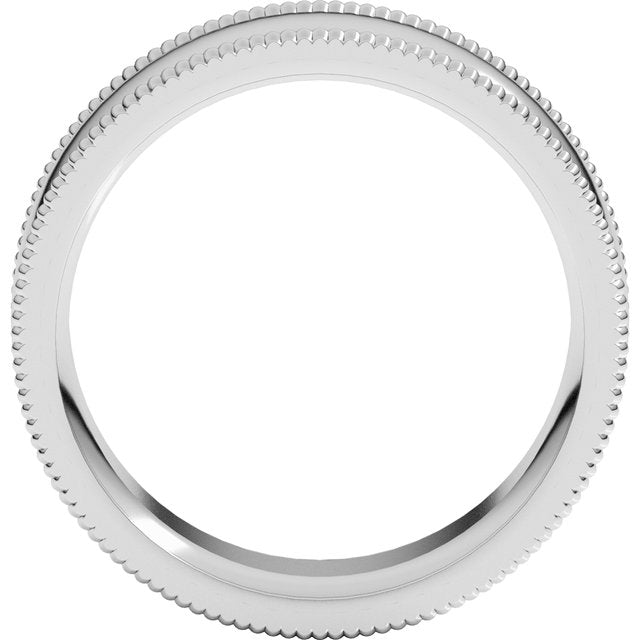 14K White 8 mm Extra Large Milgrain Comfort Fit  Band  Size 9.5