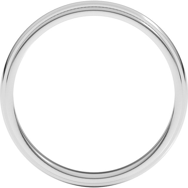 14K White 3 mm Milgrain Half Round Edge Band Size 5.5