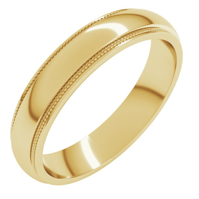 14k Yellow 4 Mm Milgrain Stepped-edge Half Round Band Size 8