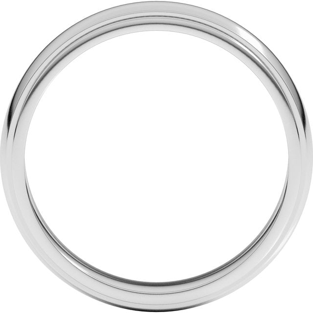 14K White 5 mm Milgrain Half Round Edge Band Size 14