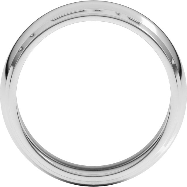 14K White 7 mm Milgrain Half Round Edge Band Size 10