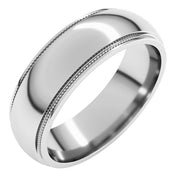 Sterling Silver 6 mm Milgrain Half Round Edge Band Size 10