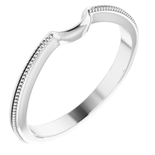 14k White Matching Band For Round Center