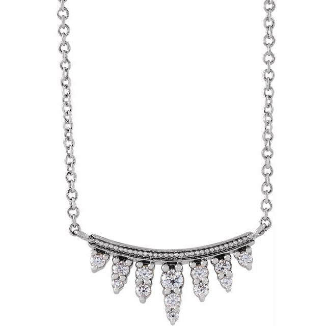 14K White 1/6 CTW Natural Diamond Bar 18' Necklace