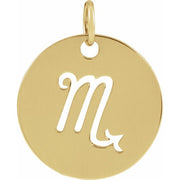 14K Yellow 16.5 mm Scorpio Zodiac Disc Pendant