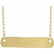 14K Yellow Engravable Bar 18' Necklace