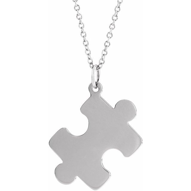 Sterling Silver Engravable Puzzle Piece 16-18' Necklace