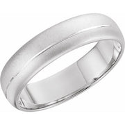 14k White 6 Mm Grooved Band With Beadblast Finish  Size 7.5