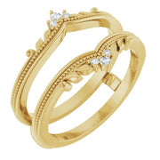 14K Yellow .04 CTW Natural Diamond Accented Milgrain Ring Guard