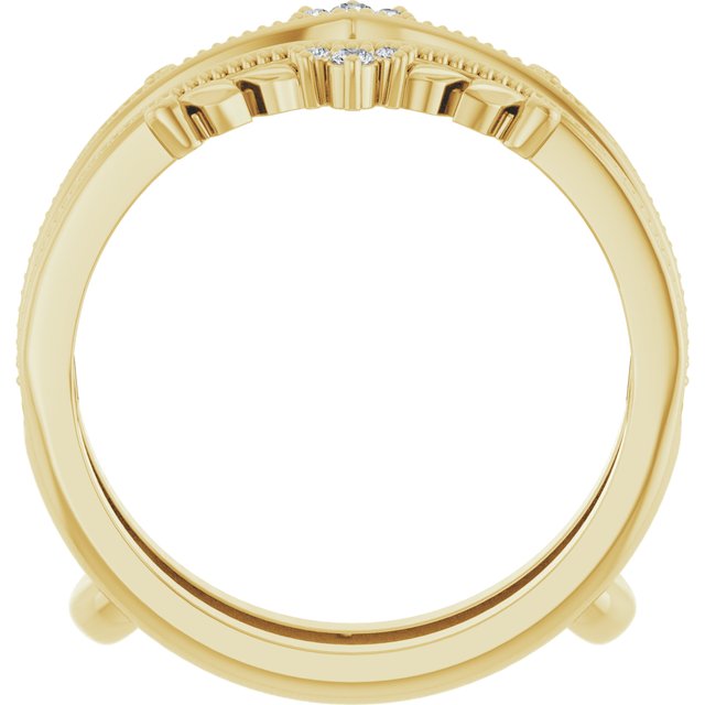 14K Yellow .04 CTW Natural Diamond Accented Milgrain Ring Guard