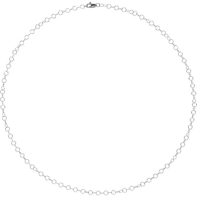 14K White 3.5 mm Round Cable 16' Chain