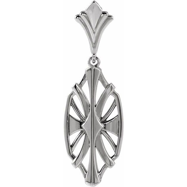 14K White 28x9 mm Geometric Pendant