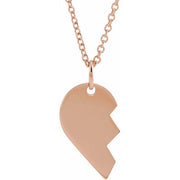 14K Rose 17x10 mm Right Broken Heart 16-18' Necklace