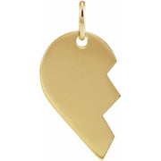 14K Yellow 17x10 mm Right Broken Heart Pendant