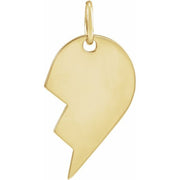 14K Yellow 17x10 mm Left Broken Heart Pendant
