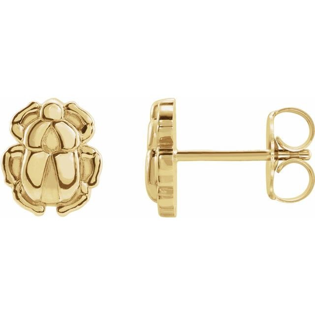 14k Yellow Tiny Scarab Earrings