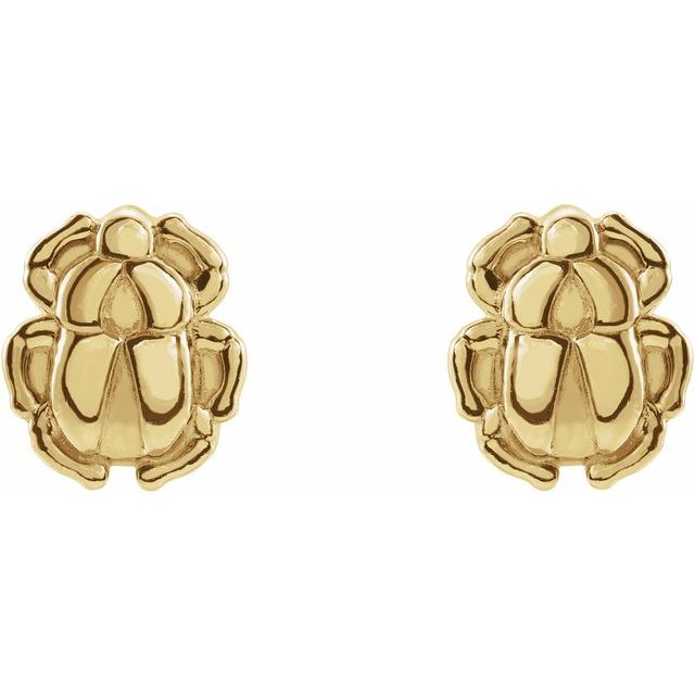 14k Yellow Tiny Scarab Earrings