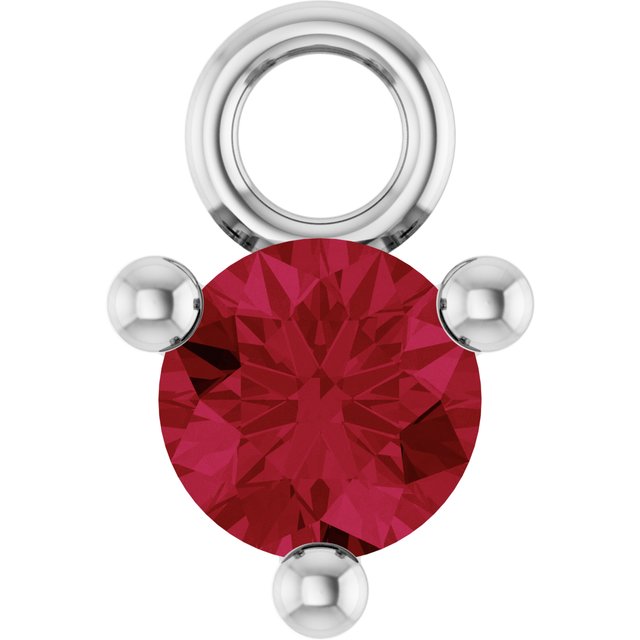 14k White Petite Pavé™ 1/10 Ct Lab-grown Ruby Dangle
