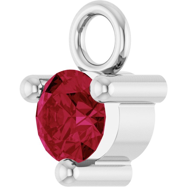 14k White Petite Pavé™ 1/10 Ct Lab-grown Ruby Dangle
