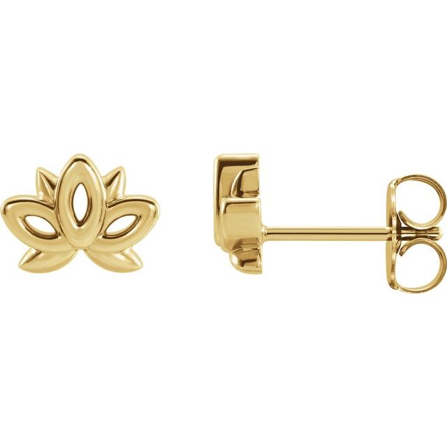 14K Yellow Lotus Earrings
