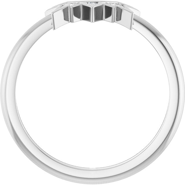 14K White .03 CTW Natural Diamond Sunburst Contour Band