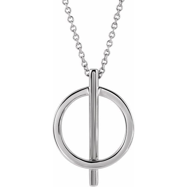 14K White Negative Space Circle 16-18' Necklace
