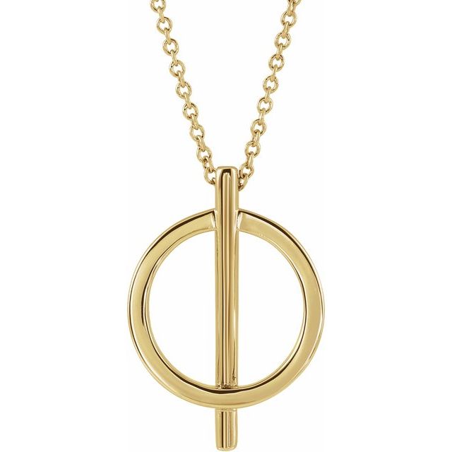 14K Yellow Negative Space Circle 16-18' Necklace