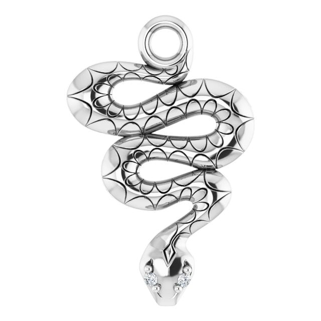 14k White .005 Ctw Natural Diamond Snake Dangle
