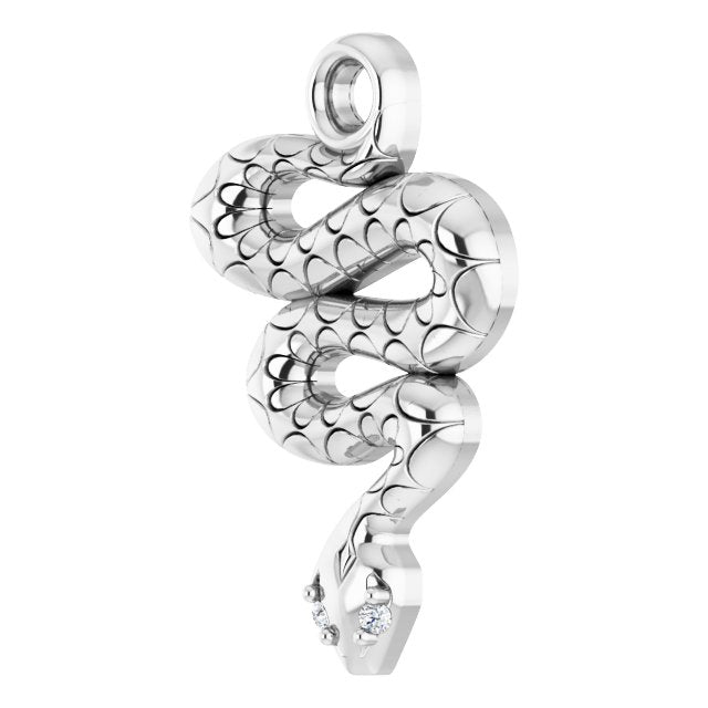 14k White .005 Ctw Natural Diamond Snake Dangle