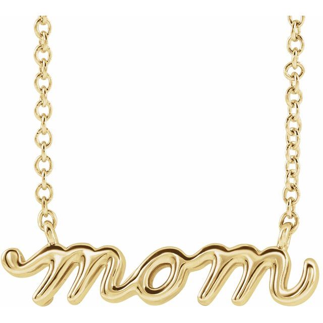 14K Yellow Petite Mom Script 18' Necklace
