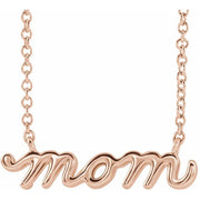 14K Rose Petite Mom Script 18' Necklace