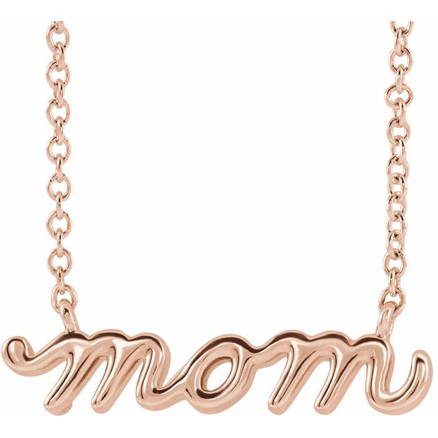 14K Rose Petite Mom Script 18' Necklace