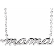 14K White Petite Mama Script 18' Necklace