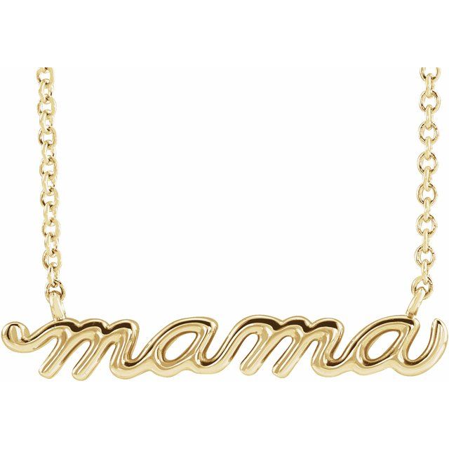 14K Yellow Petite Mama Script 16' Necklace