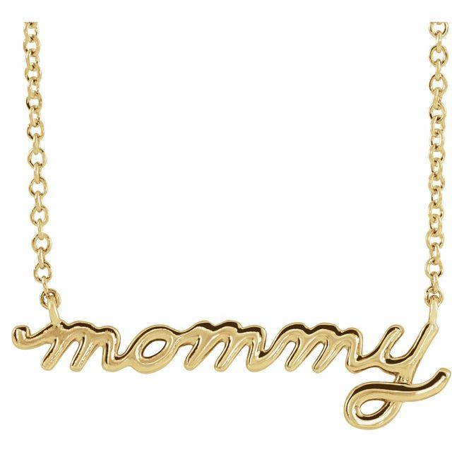 14K Yellow Petite Mommy Script 18' Necklace