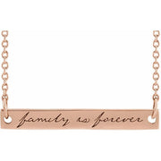 14K Rose Family is Forever Bar 18' Necklace