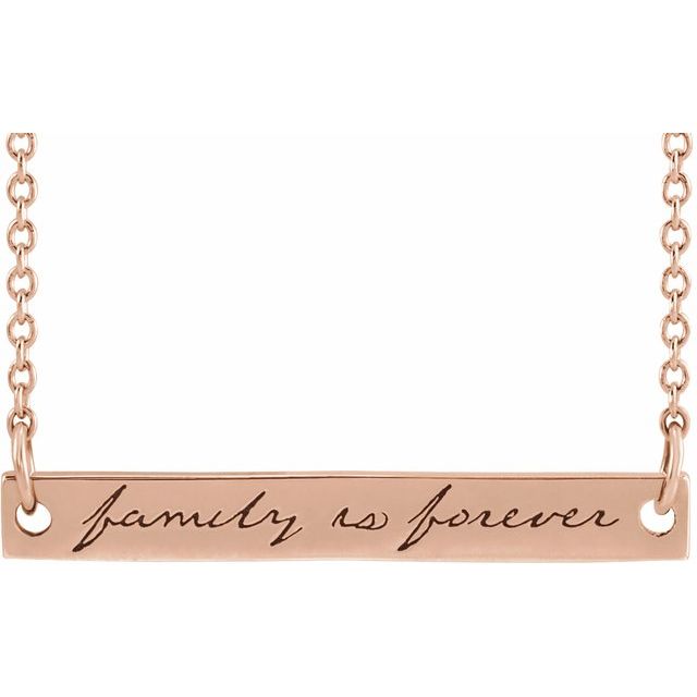14K Rose Family is Forever Bar 18' Necklace