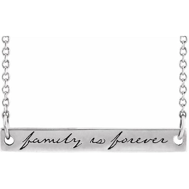 14K White Family is Forever Bar 18' Necklace