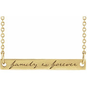 14K Yellow Family is Forever Bar 16' Necklace