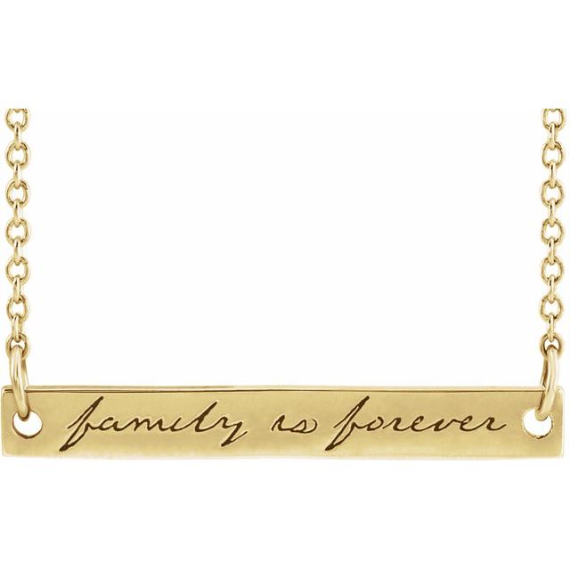 14K Yellow Family is Forever Bar 16' Necklace