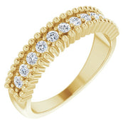 14K Yellow 1/3 CTW Natural Diamond Beaded Border Anniversary Band