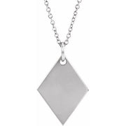 Sterling Silver Engravable Diamond-Shaped 16-18' Necklace