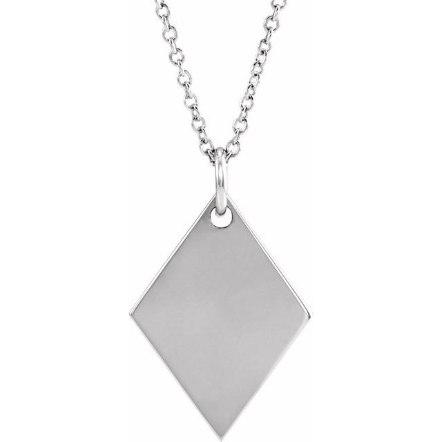 Sterling Silver Engravable Diamond-Shaped 16-18' Necklace