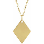 14K Yellow Engravable Diamond-Shaped 16-18' Necklace