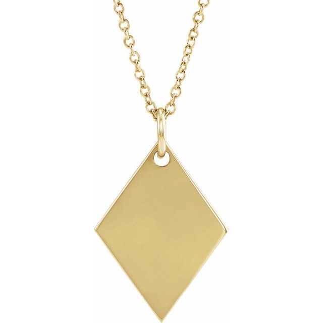 14K Yellow Engravable Diamond-Shaped 16-18' Necklace