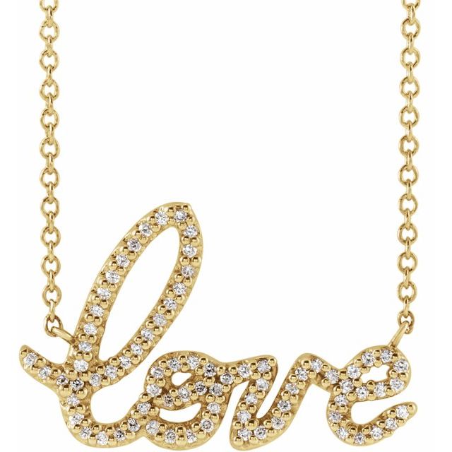 14K Yellow 1/6 CTW Natural Diamond Love 18' Necklace