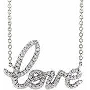14K White 1/6 CTW Natural Diamond Love 18' Necklace
