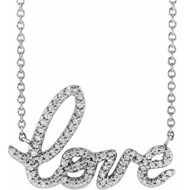 14K White 1/6 CTW Natural Diamond Love 18' Necklace